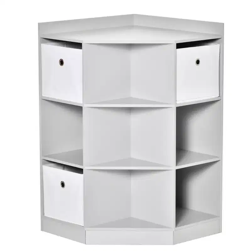 Wooden Kids Cabinet Freestanding Corner Storage Drawer Toys Clothes Books Organizer Dresser Children Bookcase Display Shelf Wardrobe for Bedroom with Anti-toppling Hardware Drawers