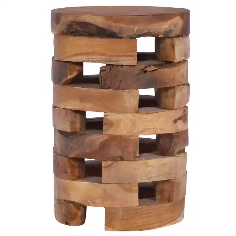 Bedside Cabinet, Solid Teak Wood, Handmade Natural Finish