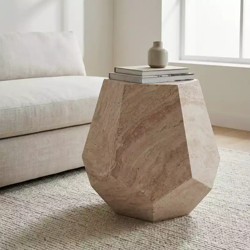 Lightweight Concrete Outdoor Side Table  Modern Sculptural Design, Weather-Resistant & Easy to Move for Patio, Balcony or Garden
