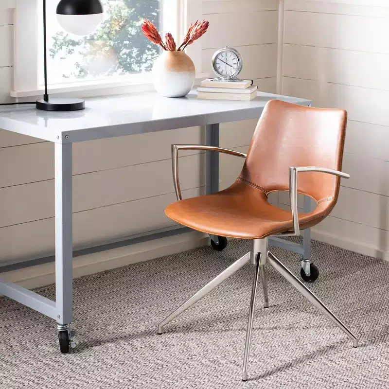 Dawn Midcentury Modern Leather Swivel Office Chair - Safavieh