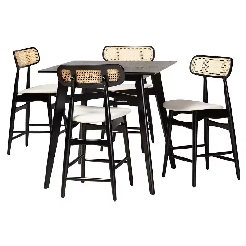 Tarana Mid-Century Modern Wood 5-Piece Pub Set