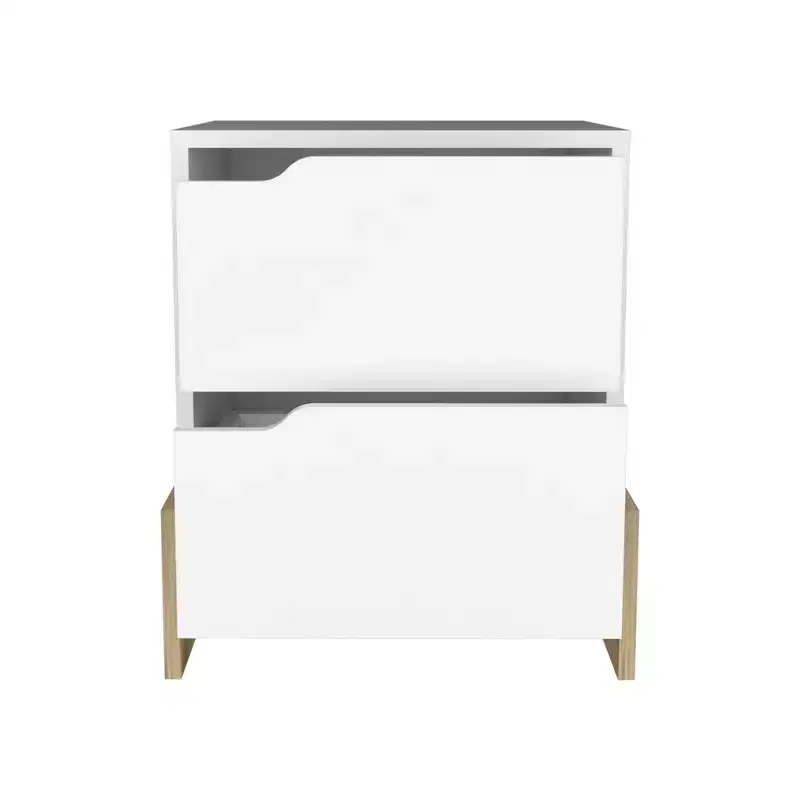 20 White And Natural Wood Two Drawer Nightstand