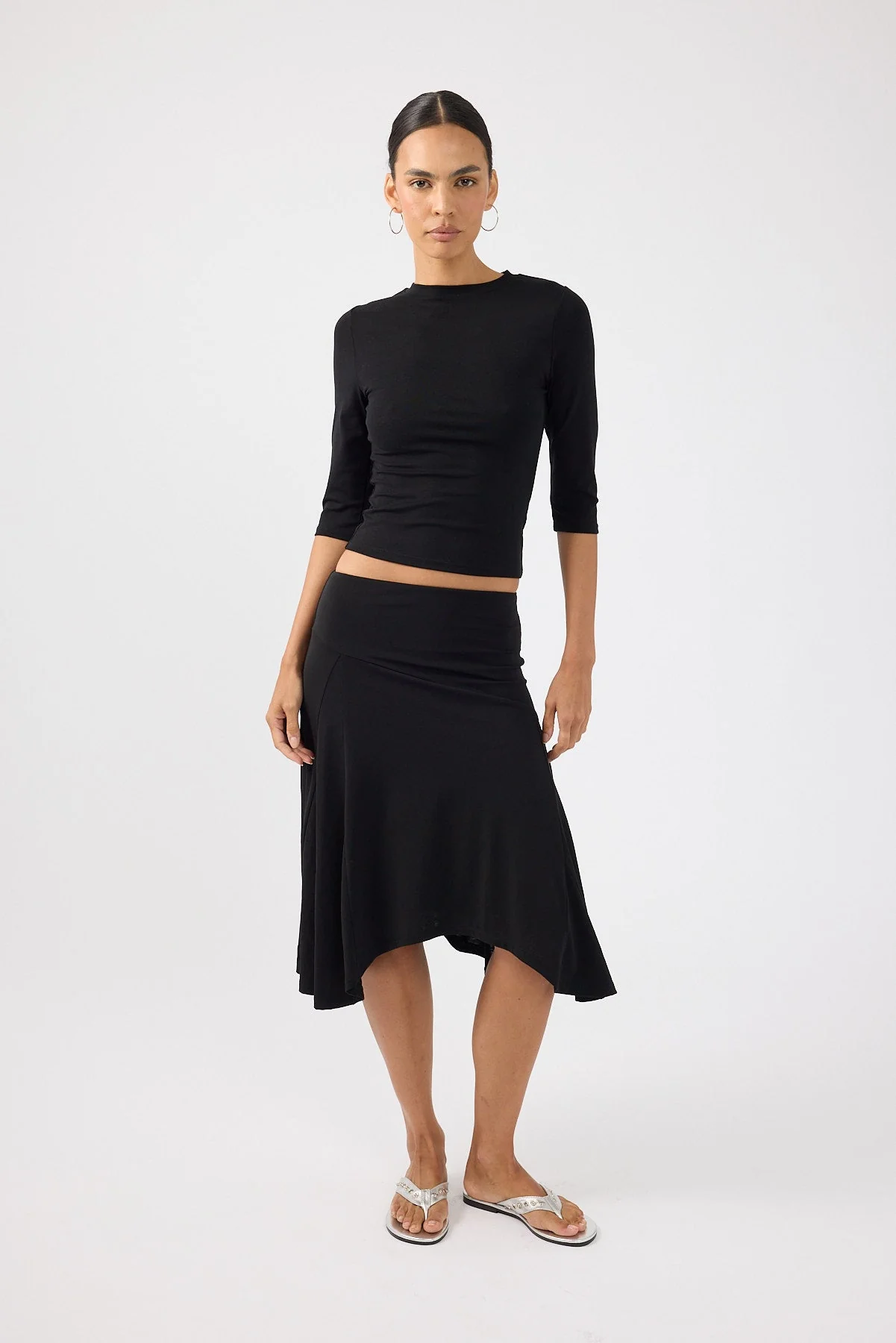 Asymmetrical Midi Skirt Black