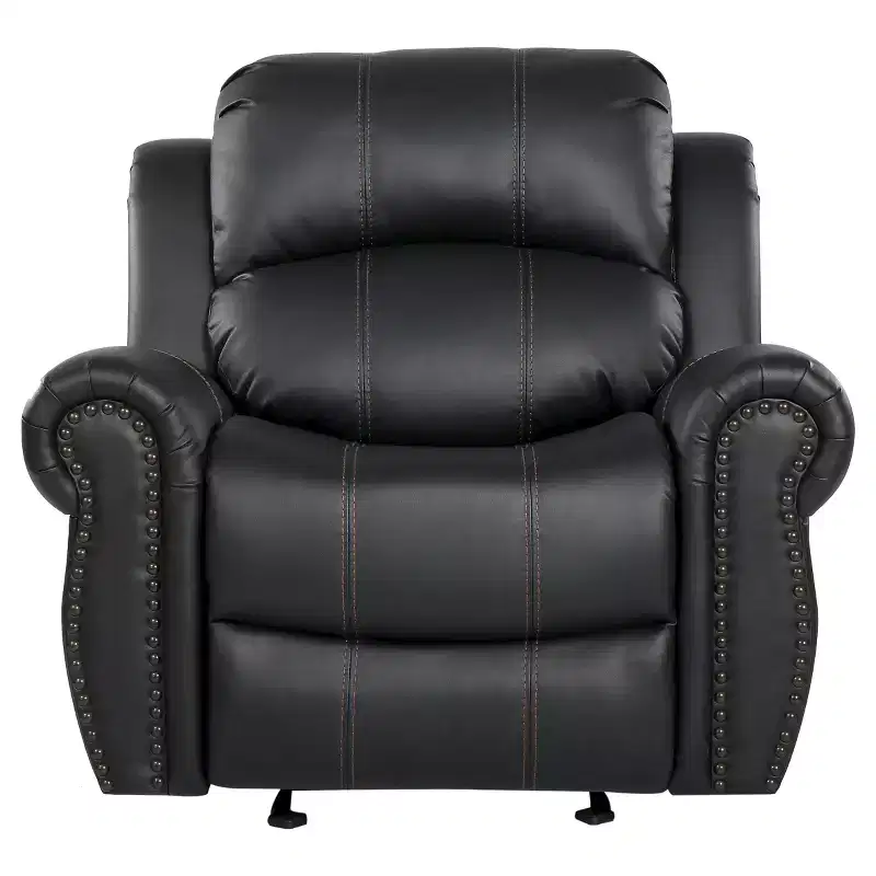 Faux Leather Glider Recliner Club Chair: Upholstered, Spot Clean, Wood Frame