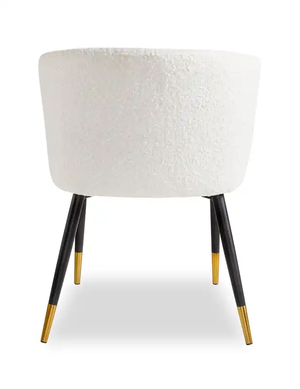 Gem Dining Chair with Boucle Fabric & Gold Accent