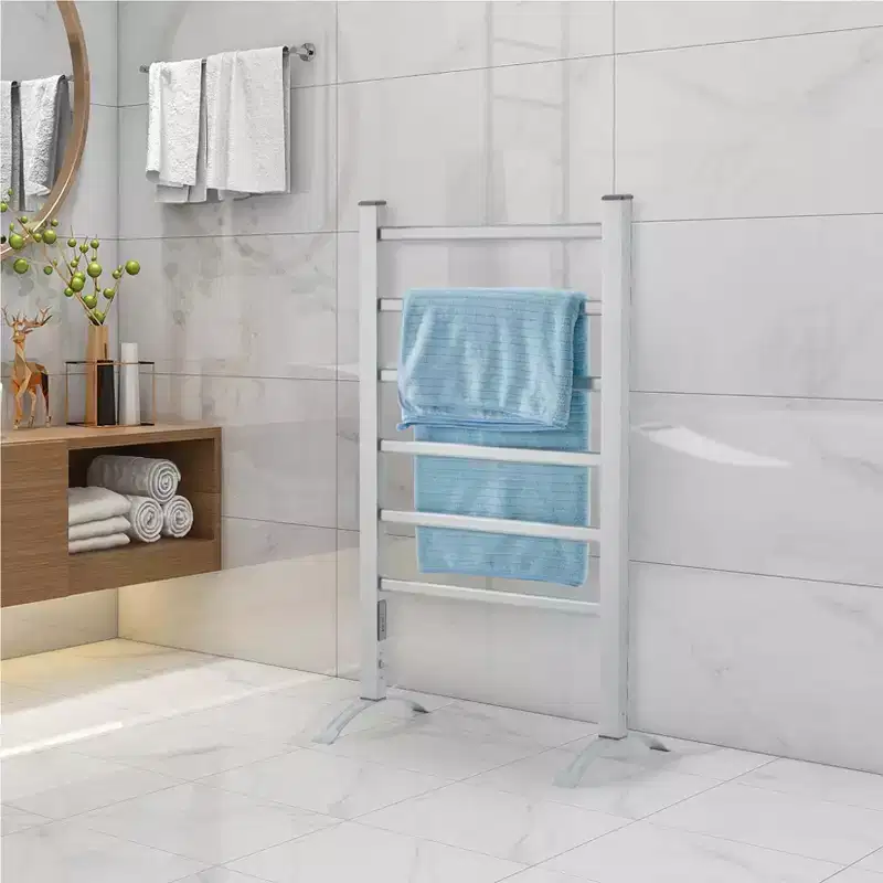 6-Bar Towel Warmer, Freestanding or Wall Mounted Bathroom Heater,Plug-in Towel Rack, IP56 Waterproof for Bathroom, Spa