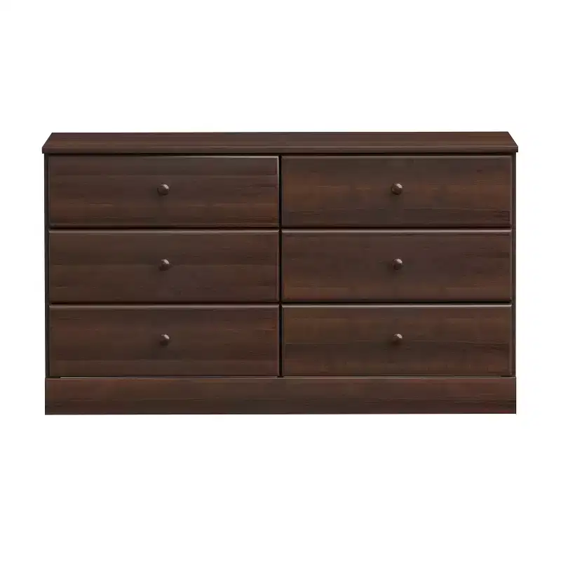 6-Drawer Double Dresser - Wide Bedroom Chest of Drawers, Espresso
