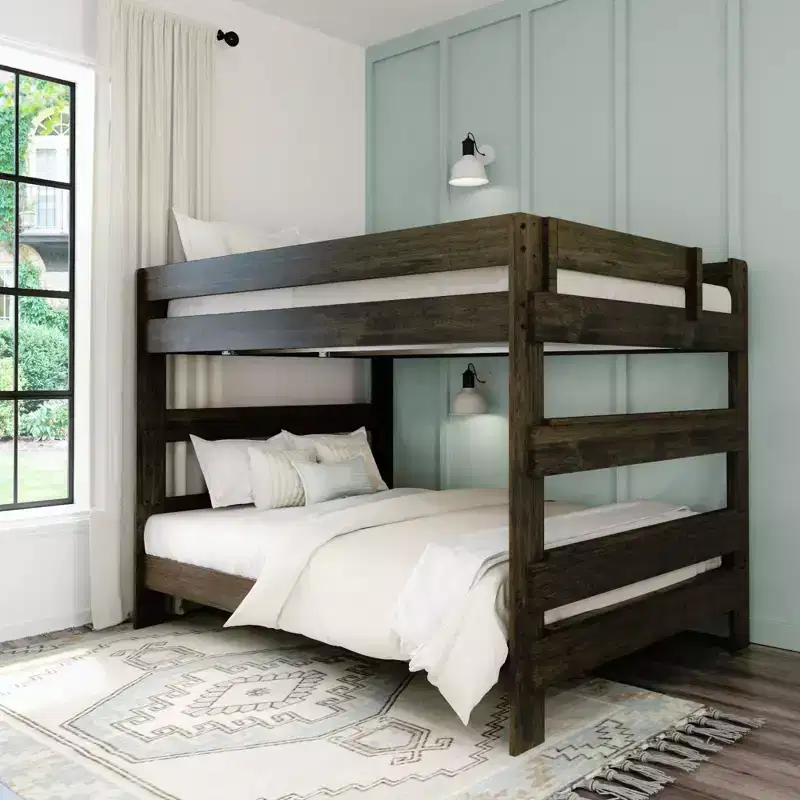 Max & Lily Bunk Bed, Queen-Over-Queen Bed Frame for Kids, Solid Wood Bunk Bed for Kids, No Box Spring Needed