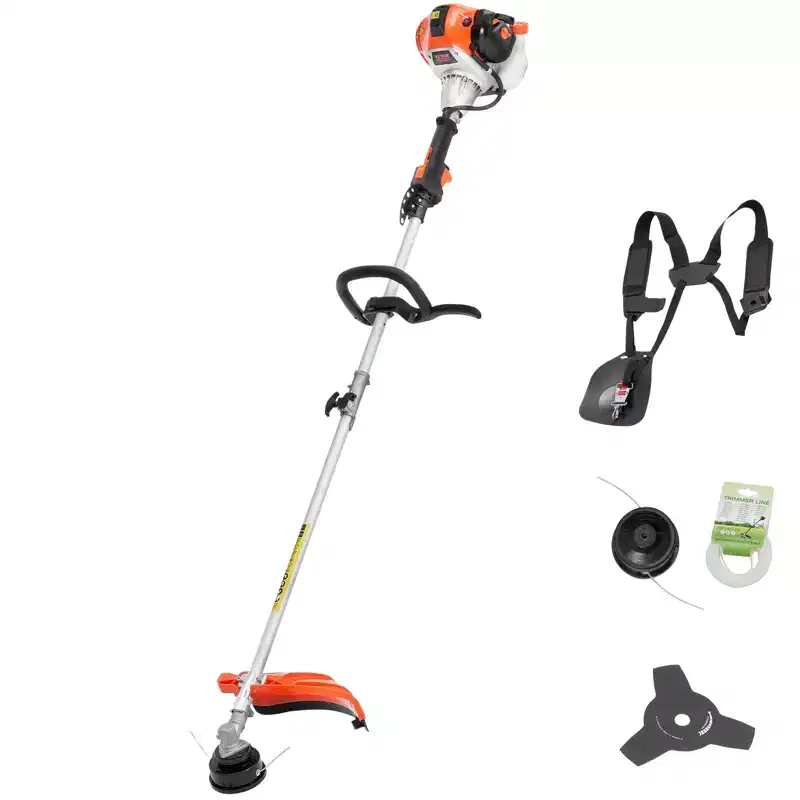 VEVOR String Trimmer, 25.2CC 2-Stroke, Gas Powered Weed Wacker, 16.9 Cordless Grass Trimmer, Multi-Functional Lawn Edger with Shoulder Strap