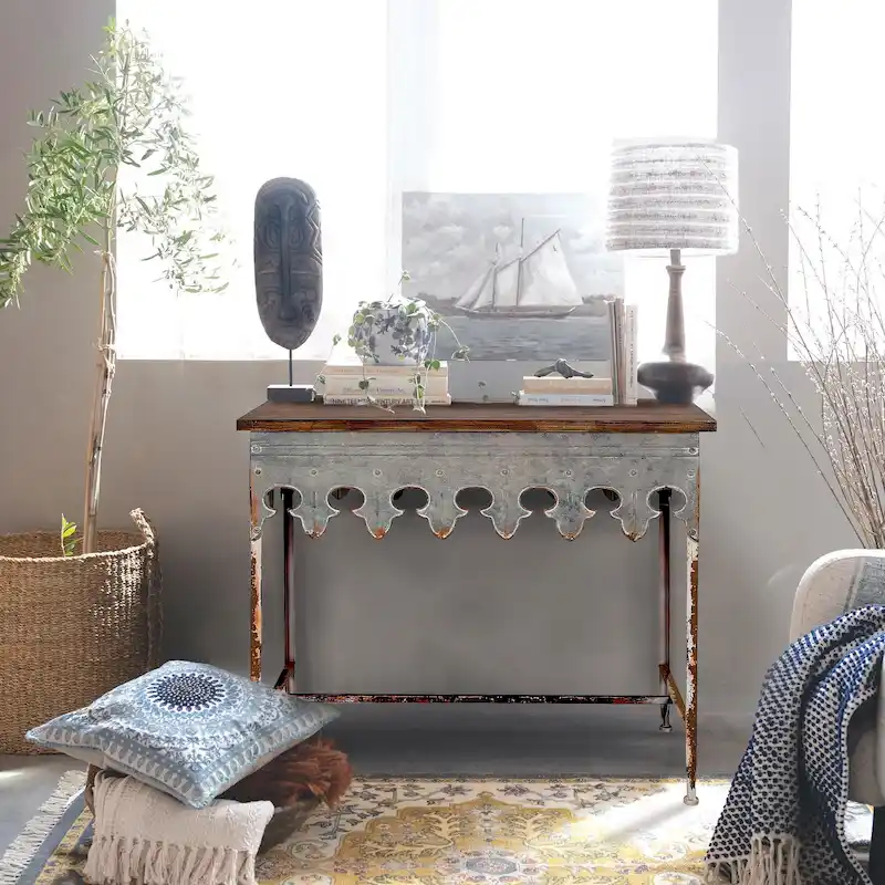 Glam Gold Metal Coffee Table with Glass Top & Mirrored Shelf – Modern Living Room