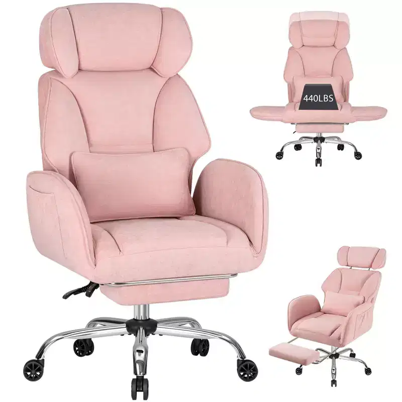 HOFFREE Adjustable Executive Cross-Legged Chair with Flip-up Armrests, Recline & Lumbar Support - 440 lb Capacity, Ideal for Home Office