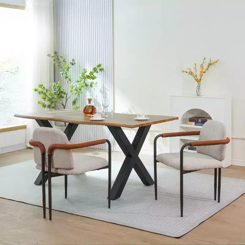 Christopher Knight Home Set of 2 Jeremiah Modern Upholstered Dining Chairs with Iron Frame Beige/Espresso