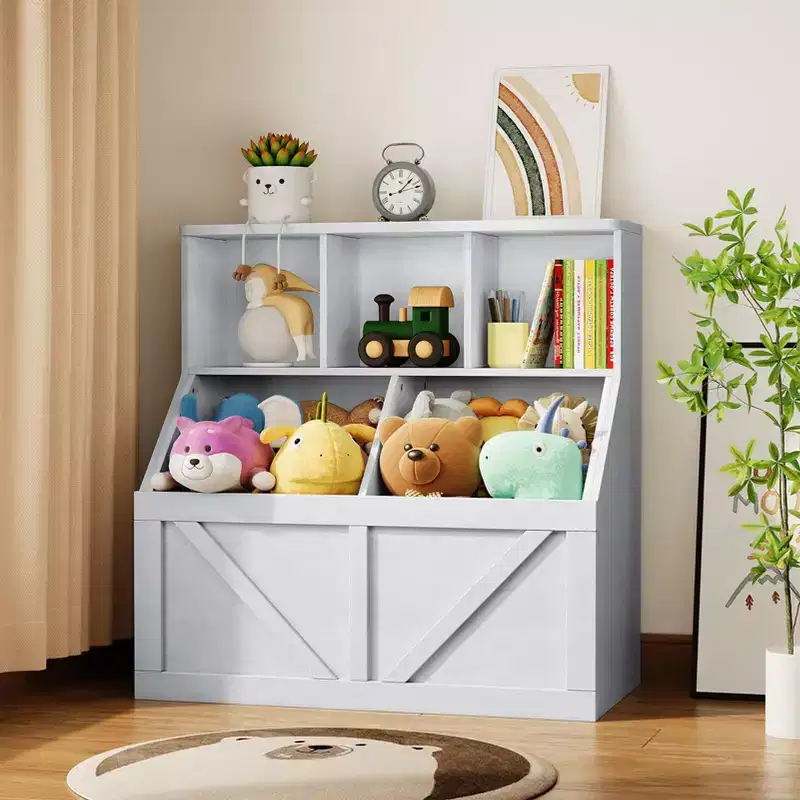 GustoWave Kids Bookshelf and Toy Storage, Kids Toy Storage Organizer, Toddler Bookshelf Toy Storage Cabinet for Playroom, Bedroom, Nursery