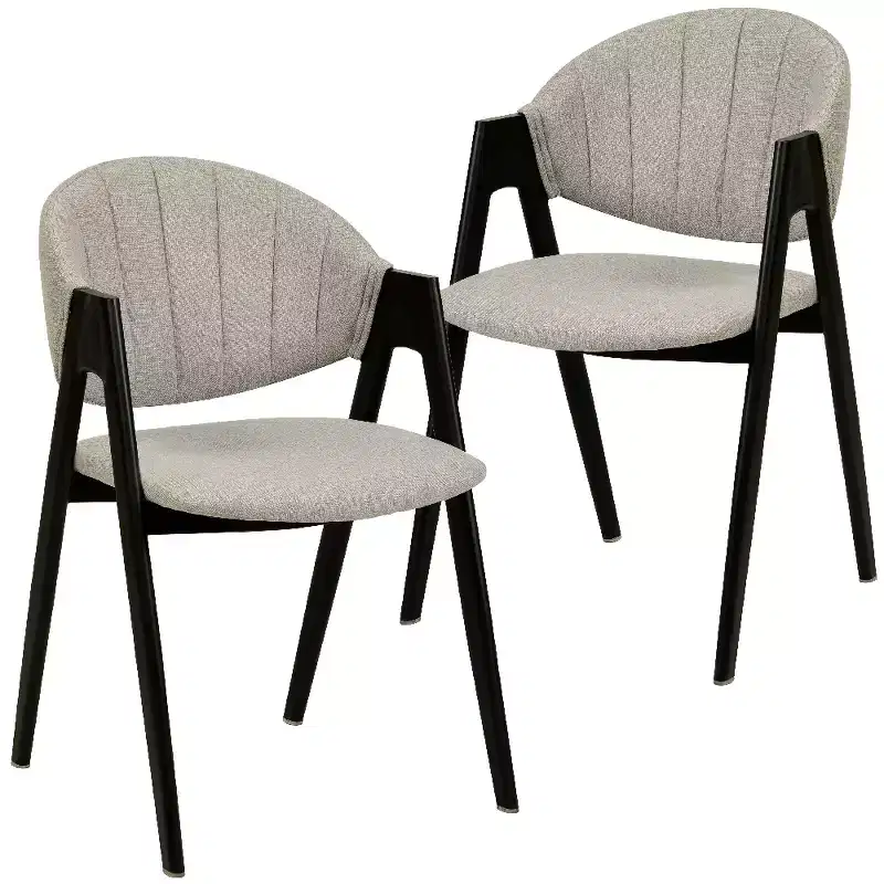 LeisureMod Savor Modern Dining Chair  Upholstered Side Chairs with Curved Back and Iron Frame Mid-Century Kitchen & Dining Room Chairs Set of 2