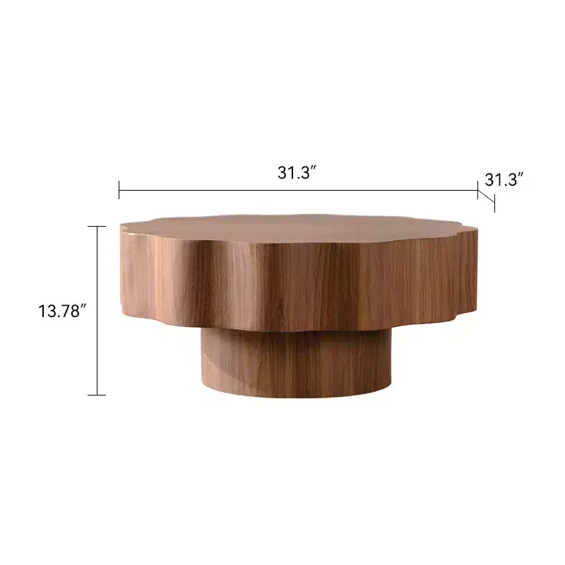 GDFStudio Riven Modern Wooden Irregular Coffee Table with Open Storage
