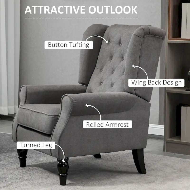 HOMCOM Copper Grove Guanta Tufted Wood Leg Accent Chair