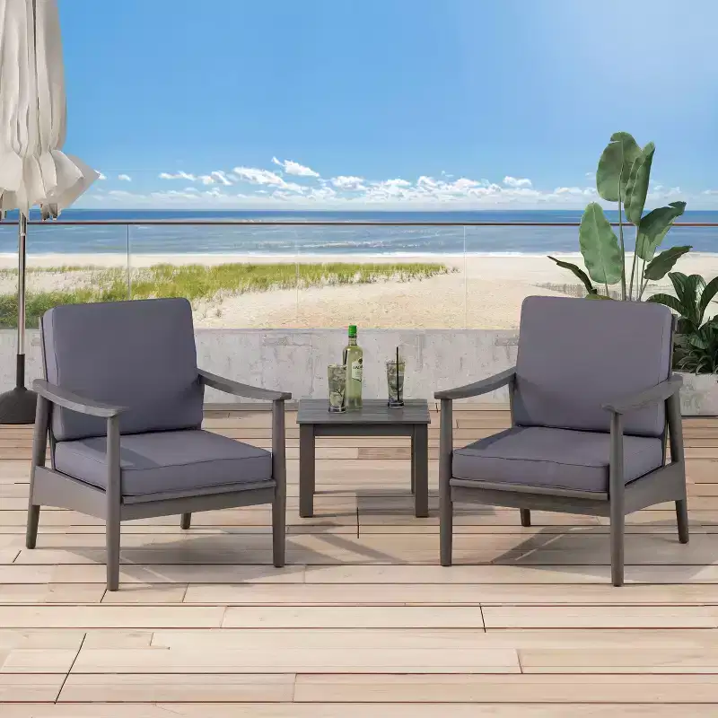 Willowbrook 2pc Acacia Wood Club Chairs - Gray/Dark Gray - Christopher Knight Home