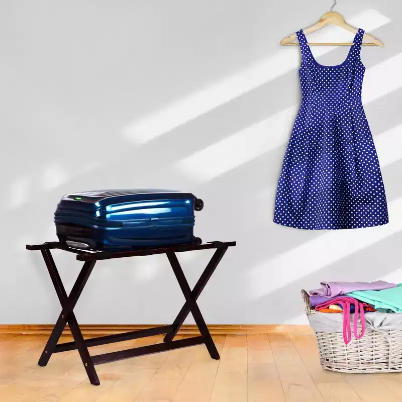 Folding Luggage Rack, Extra-Wide Hotel-Style with Solid Wood Construction