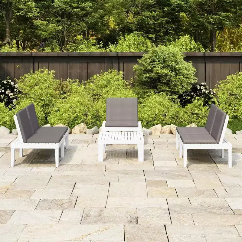 vidaXL Garden Lounge Set White Plastic Medium Seats Many