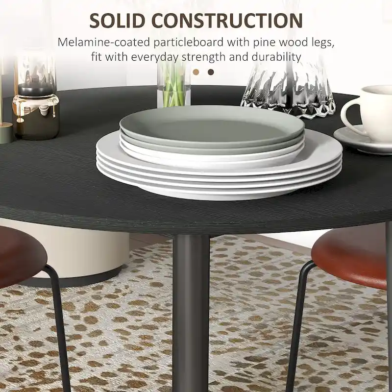 35in Round Folding Dining Table, Collapsible Drop Leaf, Solid Wood Legs, Space-Saving Small Kitchen