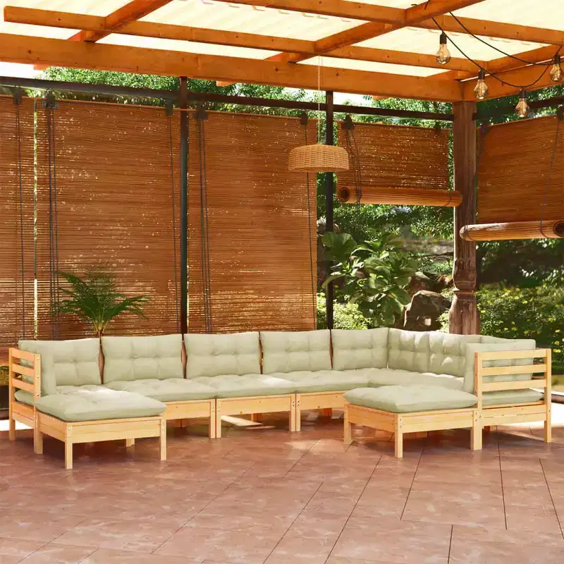 vidaXL Modular Patio Lounge Set with Cushions and Solid Pinewood