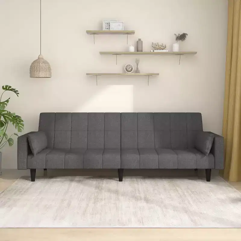 2-Seater Sofa Bed with Two Pillows