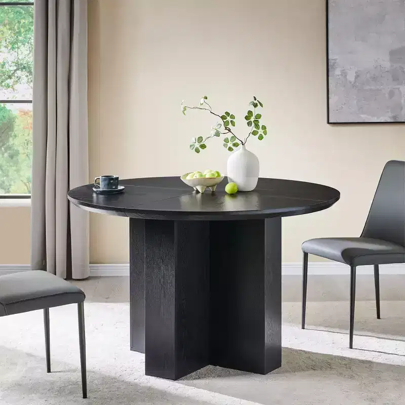 47 Round Dining Table for 4-6, Modern Kitchen Table with Sturdy Cross Base, Circle Dining Room Furniture for Kitchen Living Room