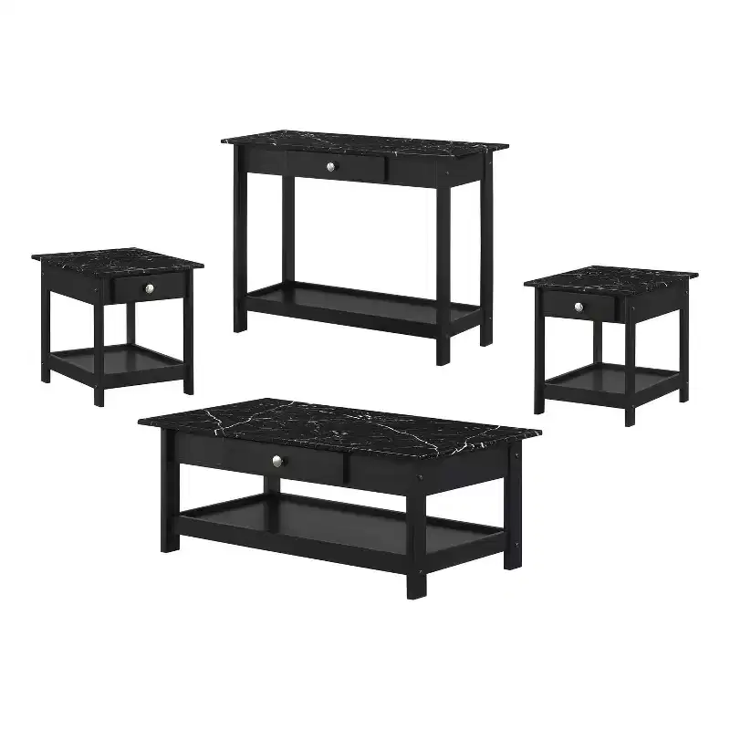 4pc Minsay Transitional Faux Marble Top Storage Coffee Table Set - HOMES: Inside + Out