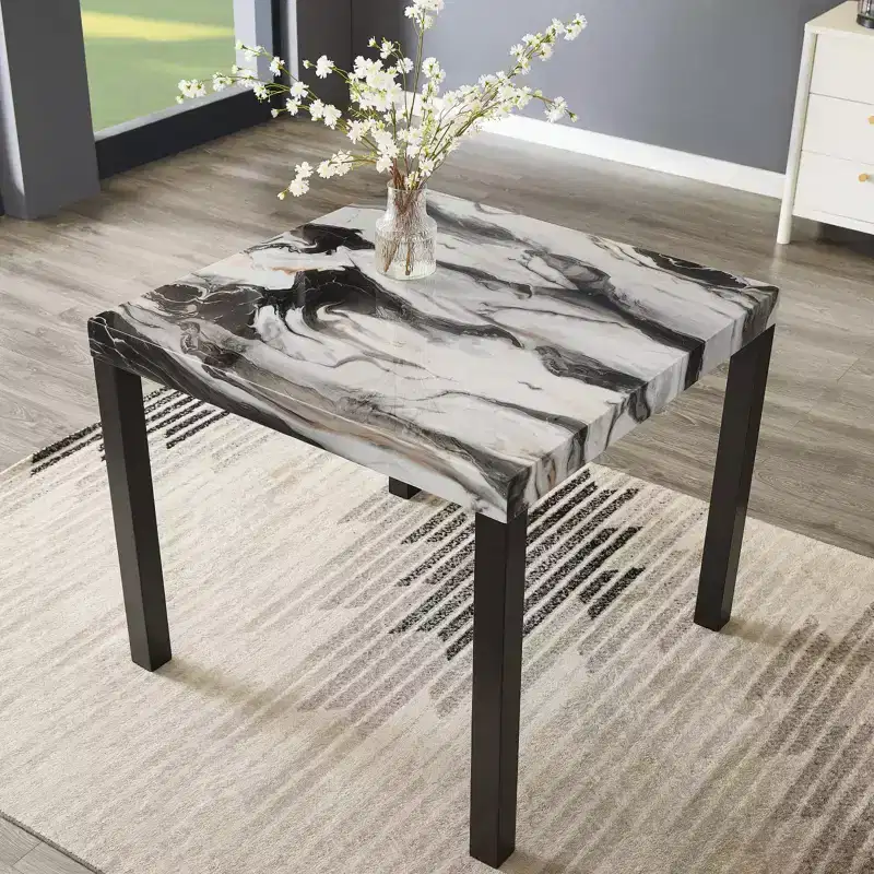 Roundhill Furniture Cavira Modern Faux Marble Counter Height Dining Table