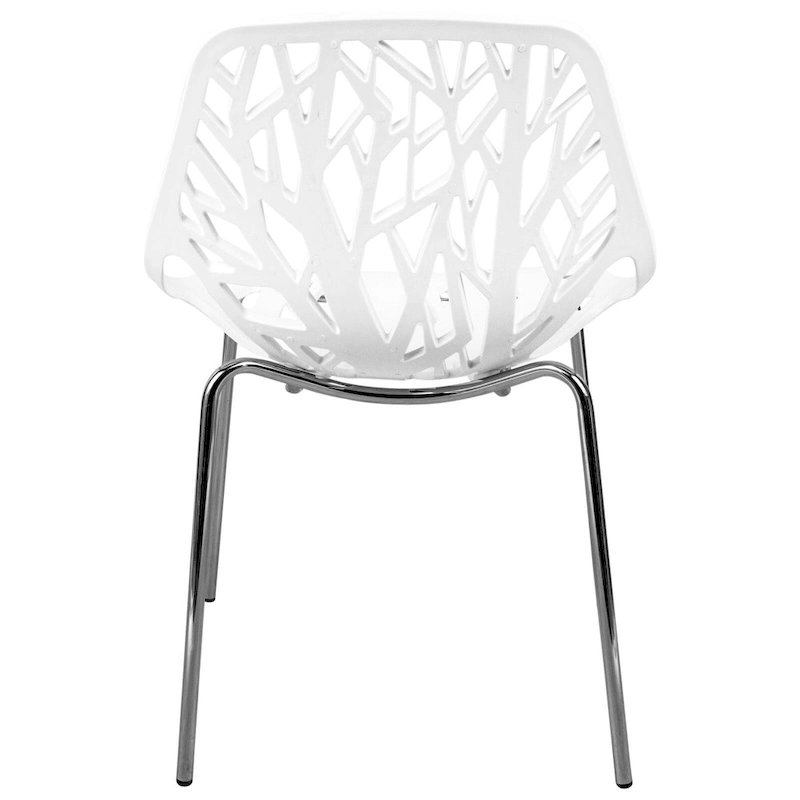 Asbury Stackable Dining Chair with Chrome Legs (Set of 2) Modern Cut-Out Design Backrest Side Chair