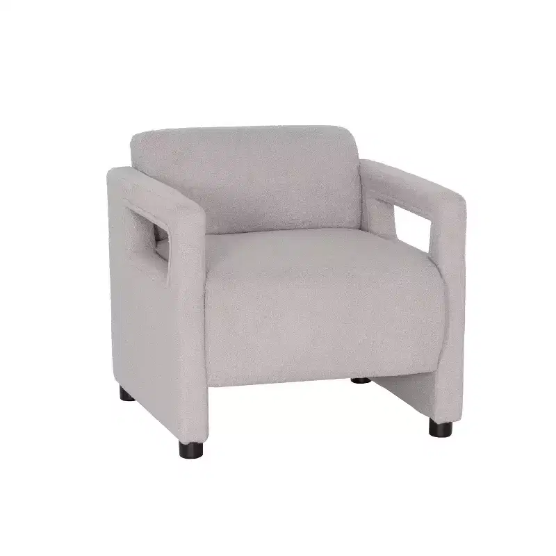 Linon Landon Faux Shearling Accent Chair Light Gray