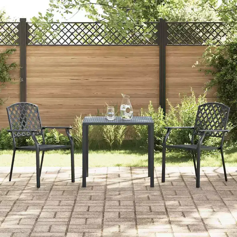 vidaXL Outdoor Chair Set of 2 Anthracite E-coated and powder-coated steel