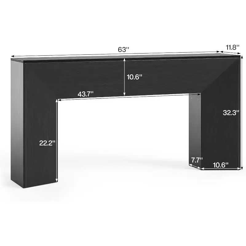 Lantine Console Table for Entryway, 63Extra Long Black Wooden Sofa Table for Living Room, Modern Hallway Foyer Table for Entrance, Easy Assembly