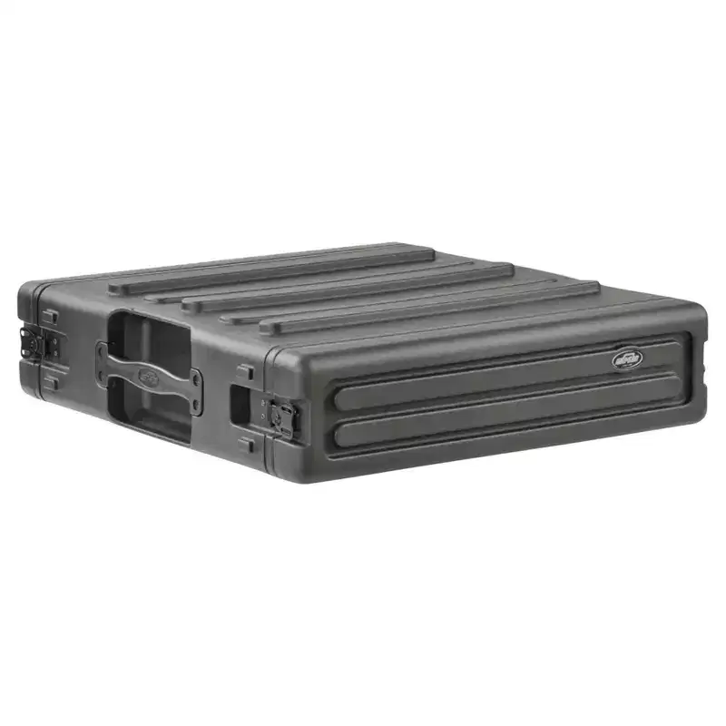 SKB 2U Roto Rack Case - Durable Polyethylene Gear Protector, Stackable, Waterproof with Twist Latches & Rubber Feet for Musicians, Black