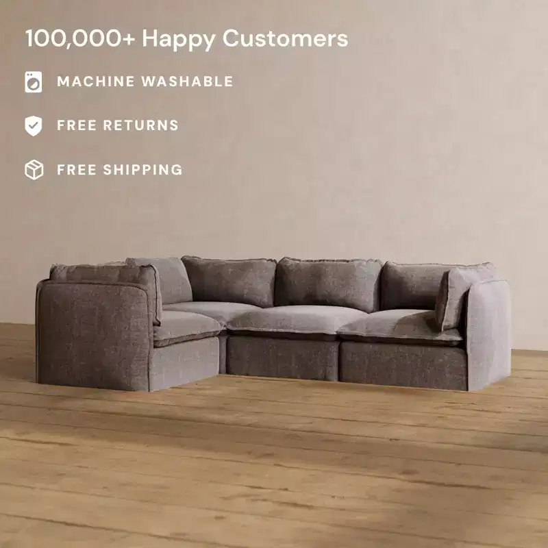 Anabei Modular Washable 4-Seater Corner Sofa Sectional | Memorix+ Seat & Contour Pillow