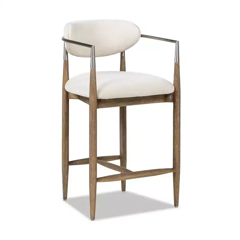 Jennifer Taylor Home Artemis 26 Mixed Material Upholstered Counter Stool, Warm White Chenille
