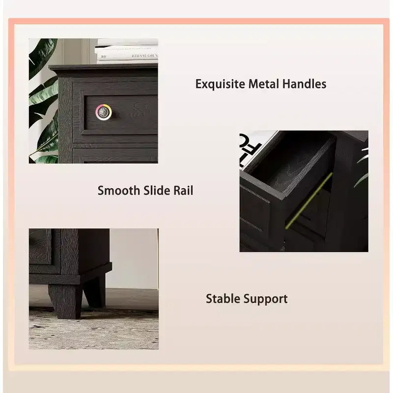 6 Drawer Dresser, Wooden Storage Chest of Drawers with Metal Handles, Modern Wide Dresser TV Stand, for Bedroom, Living Room, Entryway