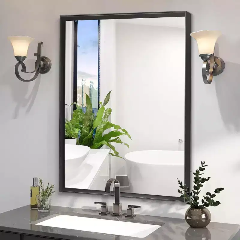 40 x 30 Inch Wall Mounted Mirror, Rectangular Aluminum Alloy Frame Decorative Mirror for Bathroom, Living Room, Bedroom