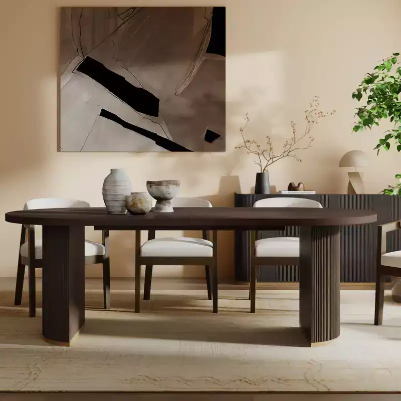 Christopher Knight Home Damian 88" Modern Minimalist Oval 6 Seater Dining Table with Double Pedestal Base Espresso