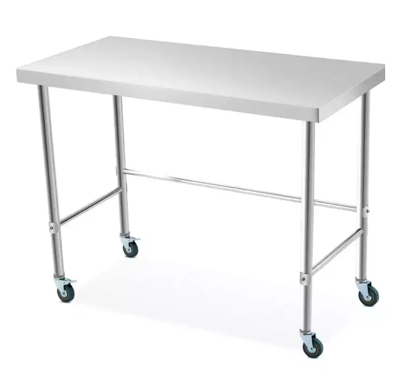 201 Stainless Steel Island Workbench, Silver, 482435inch with Casters