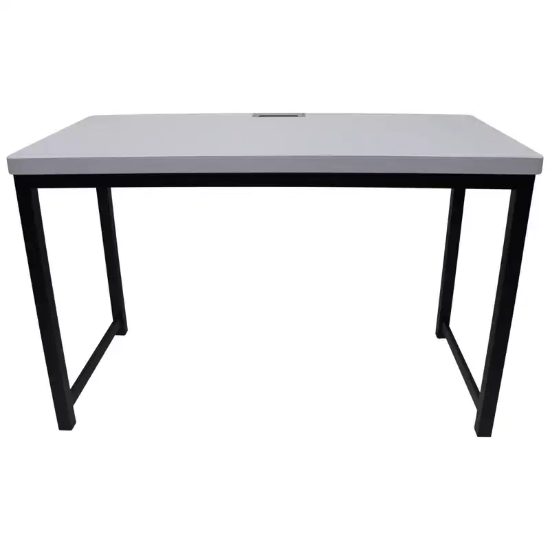 Office Computer Desk, Light Gray Top with Black Metal Frame Base, 30