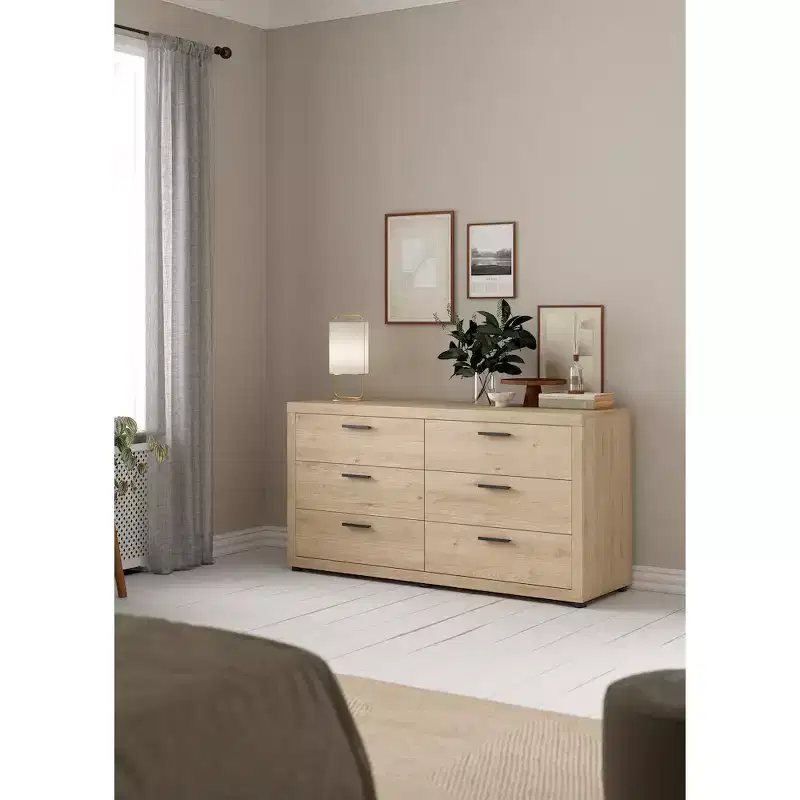 6 Drawer Double Dresser, Jackson Hickory