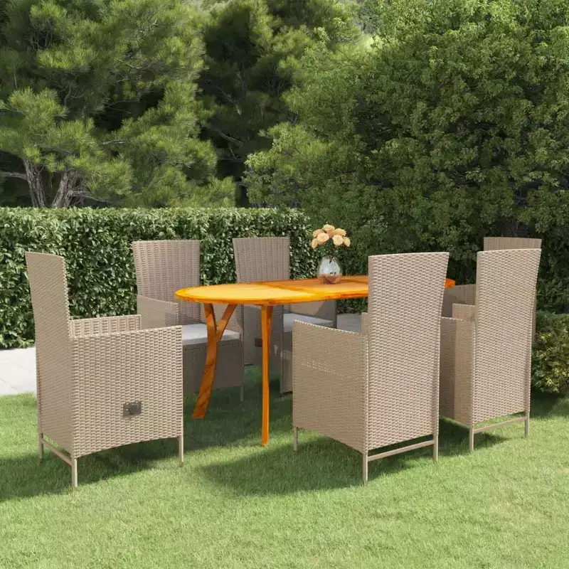 vidaXL Dining Set Beige, Cream white