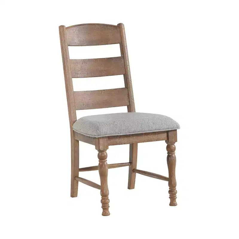Set of 2 Ladderback Cushion Seat Side Chairs Sandwash