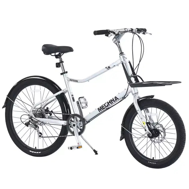 NAYSAYE Bicycle Cargo Bike 7 Speed Alloy Frame Adult Bike for Daily Commute, Silver, 65*27.56*42.13