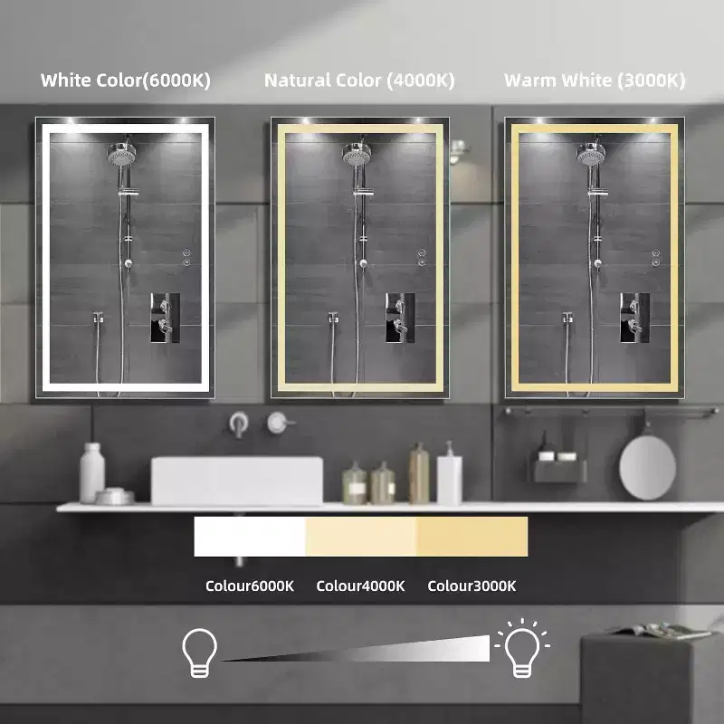 Vanity Mirror with Front and Backlight,Large Dimmable Wall Mirrors with Anti-Fog,Shatter-Proof, Memory,3 Colors for Bedroom,Bathroom