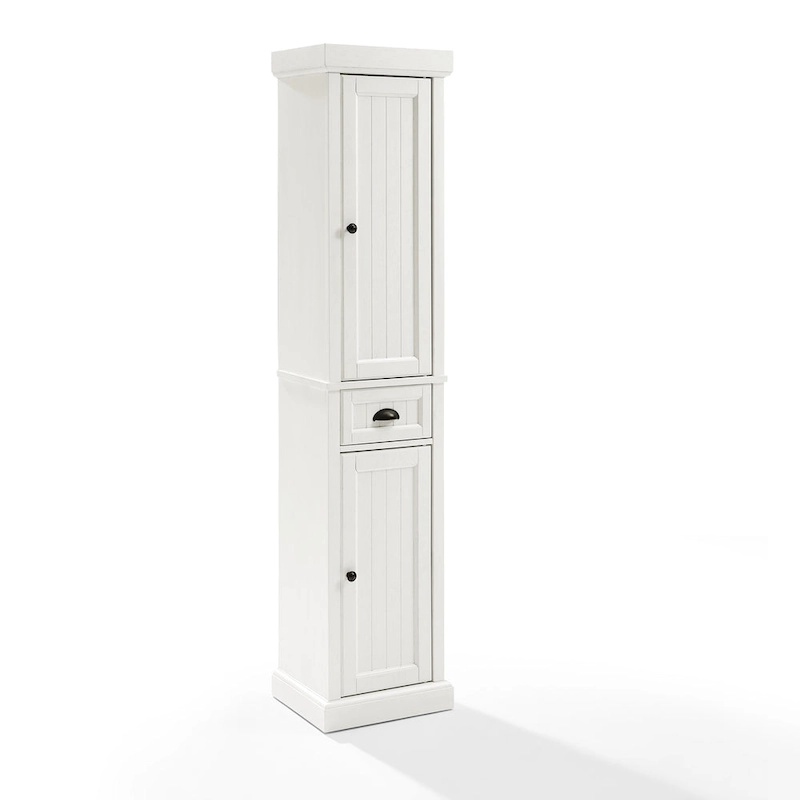 Crosley Seaside Tall Linen Cabinet Distressed White
