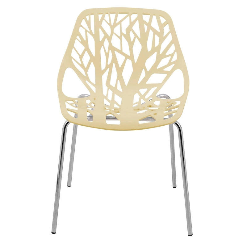Asbury Stackable Dining Chair with Chrome Legs (Set of 2) Modern Cut-Out Design Backrest Side Chair