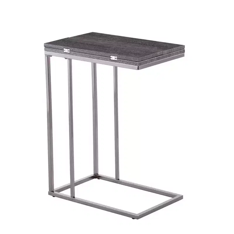 HomeRoots 25 Silver And Gray Expandable Rectangular End Table