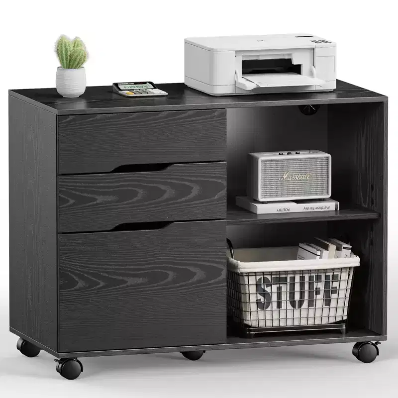 TUYOHW Multi-Storage File Cabinet with 3 Drawers,Noise-Free Mobile Storage Cabinet for Home and Office,31L x 24H Under Desk Cabinet,330lbs Max